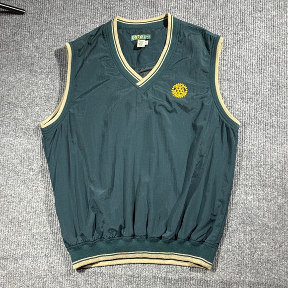 Pro Player Other - Vintage Rotary‎ International Golf Vest Mens XL Green Sports Lined Warm